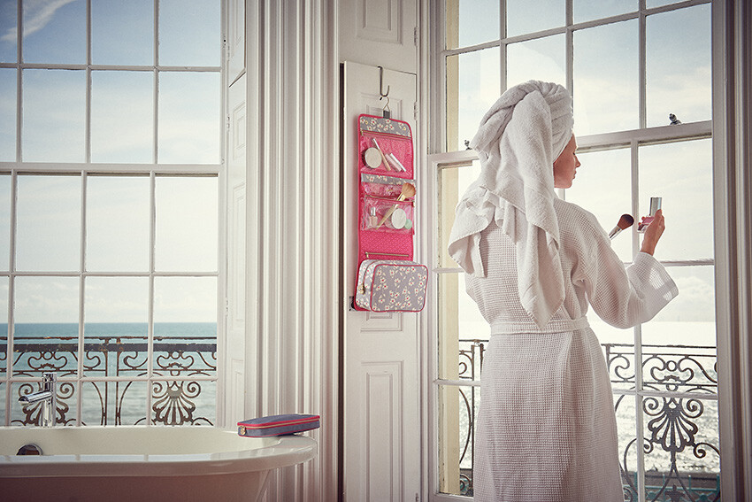 Hotel photoshoot for washbags