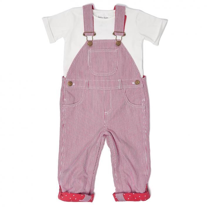 Red stripe dungarees childrenswear flatlay photography sussex fashion studio