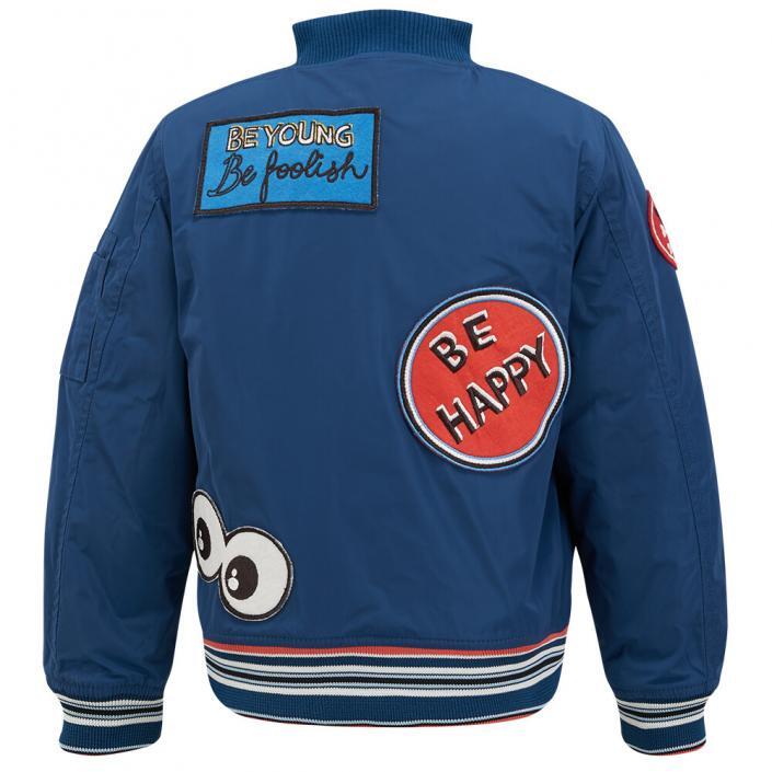 Blue jacket invisible mannequin photography with patches London photography studio ecommerce photography