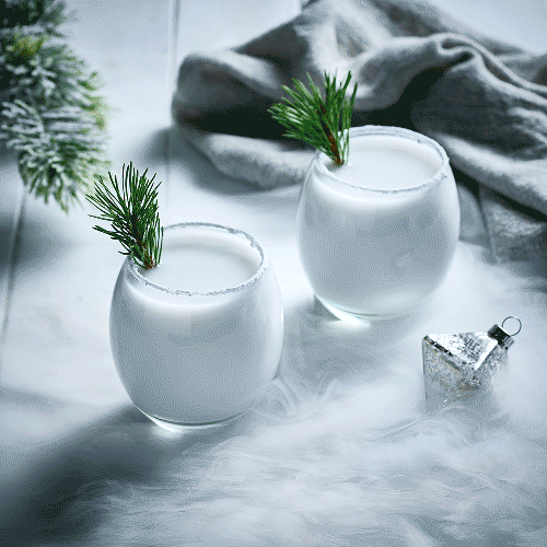 drink photography, Christmas White Russian drink Gif with dry ice